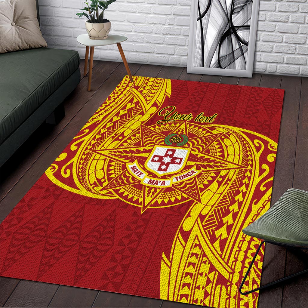 Personalised Kolisi Tonga Atele Area Rug Since 1882 Simple Ngatu Pattern LT9 Gold - Polynesian Pride
