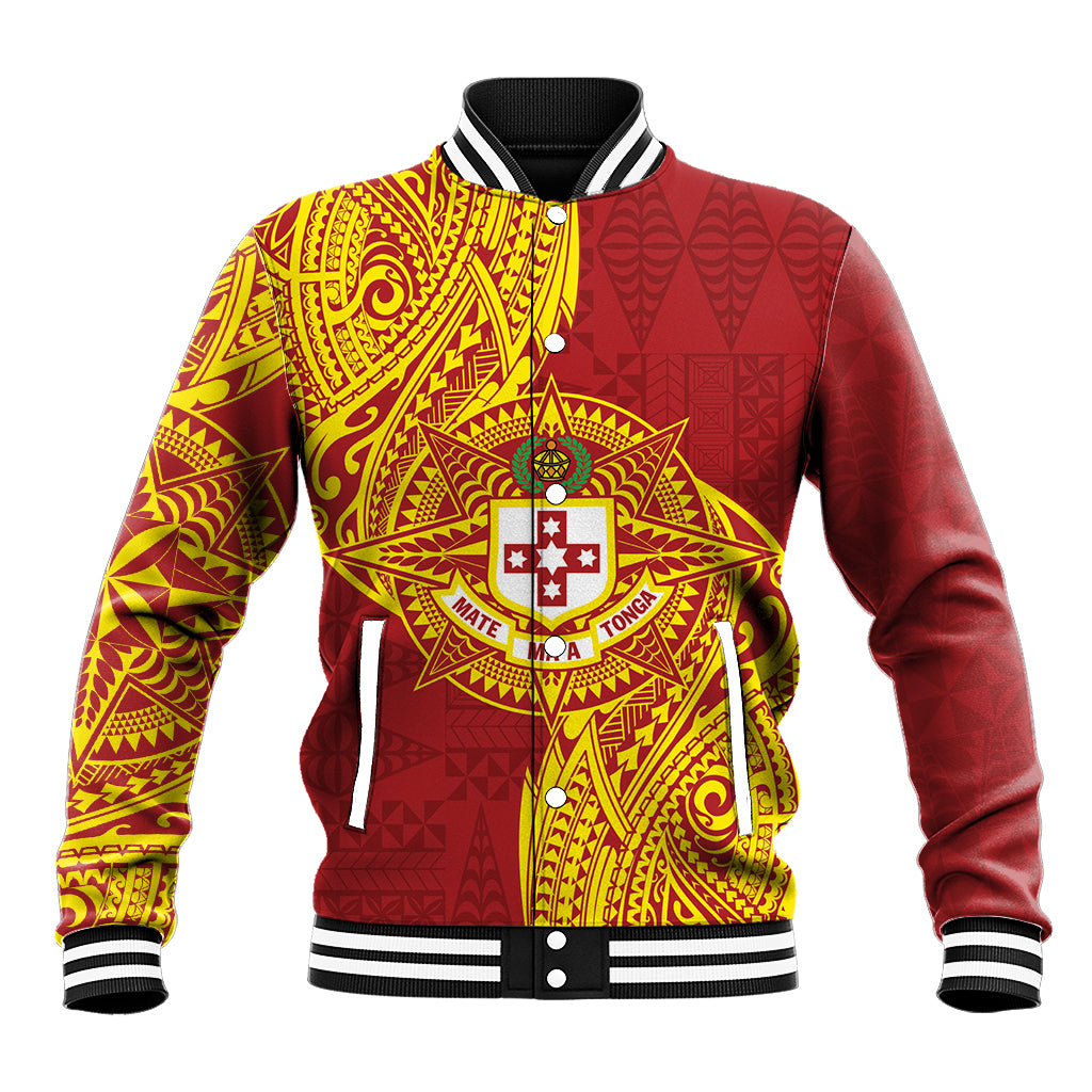 Personalised Kolisi Tonga Atele Baseball Jacket Since 1882 Simple Ngatu Pattern LT9 Unisex Gold - Polynesian Pride
