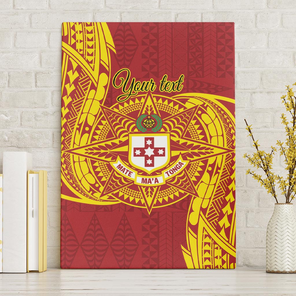 Personalised Kolisi Tonga Atele Canvas Wall Art Since 1882 Simple Ngatu Pattern LT9 Without Frame Gold - Polynesian Pride