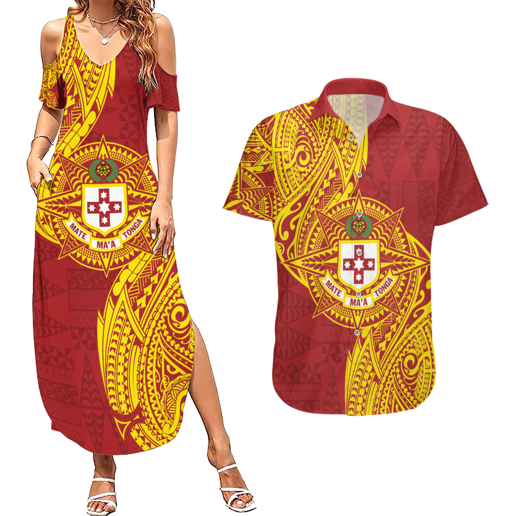 Personalised Kolisi Tonga Atele Couples Matching Summer Maxi Dress and Hawaiian Shirt Since 1882 Simple Ngatu Pattern