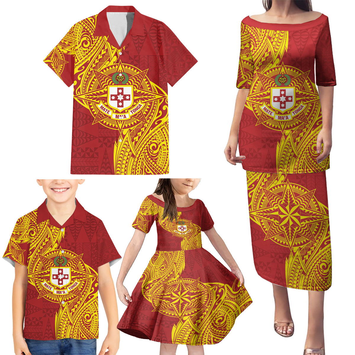 Personalised Kolisi Tonga Atele Family Matching Puletasi and Hawaiian Shirt Since 1882 Simple Ngatu Pattern