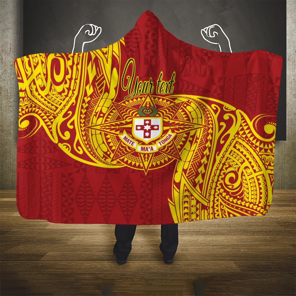 Personalised Kolisi Tonga Atele Hooded Blanket Since 1882 Simple Ngatu Pattern LT9 One Size Gold - Polynesian Pride