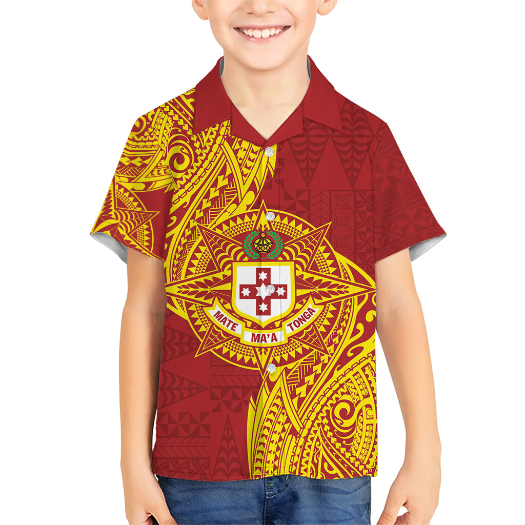 Personalised Kolisi Tonga Atele Kid Hawaiian Shirt Since 1882 Simple Ngatu Pattern LT9 Kid Gold - Polynesian Pride