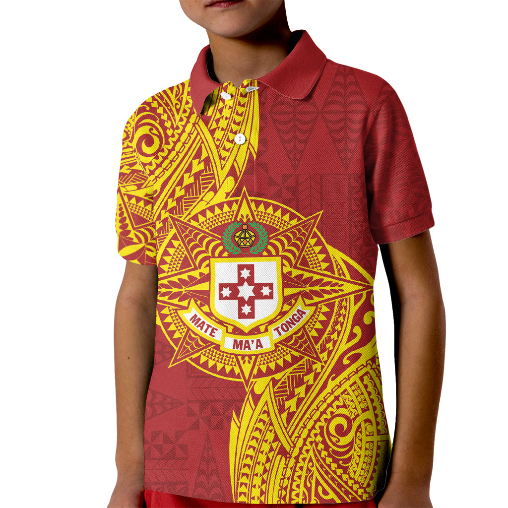 Personalised Kolisi Tonga Atele Kid Polo Shirt Since 1882 Simple Ngatu Pattern LT9 Kid Gold - Polynesian Pride