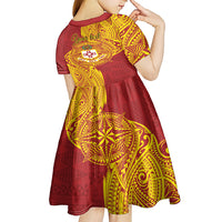 Personalised Kolisi Tonga Atele Kid Short Sleeve Dress Since 1882 Simple Ngatu Pattern LT9 - Polynesian Pride