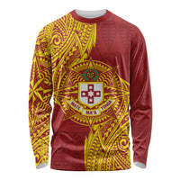 Personalised Kolisi Tonga Atele Long Sleeve Shirt Since 1882 Simple Ngatu Pattern LT9 Unisex Gold - Polynesian Pride