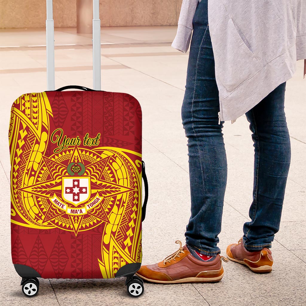 Personalised Kolisi Tonga Atele Luggage Cover Since 1882 Simple Ngatu Pattern LT9 Gold - Polynesian Pride