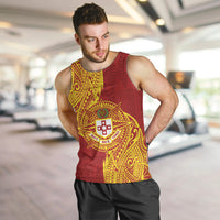 Personalised Kolisi Tonga Atele Men Tank Top Since 1882 Simple Ngatu Pattern LT9 Gold - Polynesian Pride