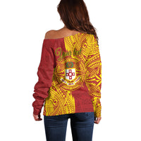 Personalised Kolisi Tonga Atele Off Shoulder Sweater Since 1882 Simple Ngatu Pattern LT9 - Polynesian Pride