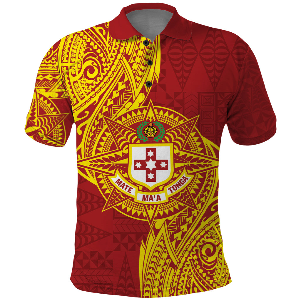 Personalised Kolisi Tonga Atele Polo Shirt Since 1882 Simple Ngatu Pattern LT9 Gold - Polynesian Pride