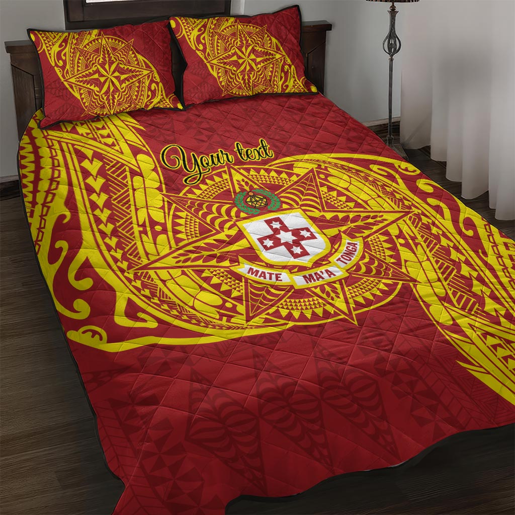 Personalised Kolisi Tonga Atele Quilt Bed Set Since 1882 Simple Ngatu Pattern LT9 Gold - Polynesian Pride