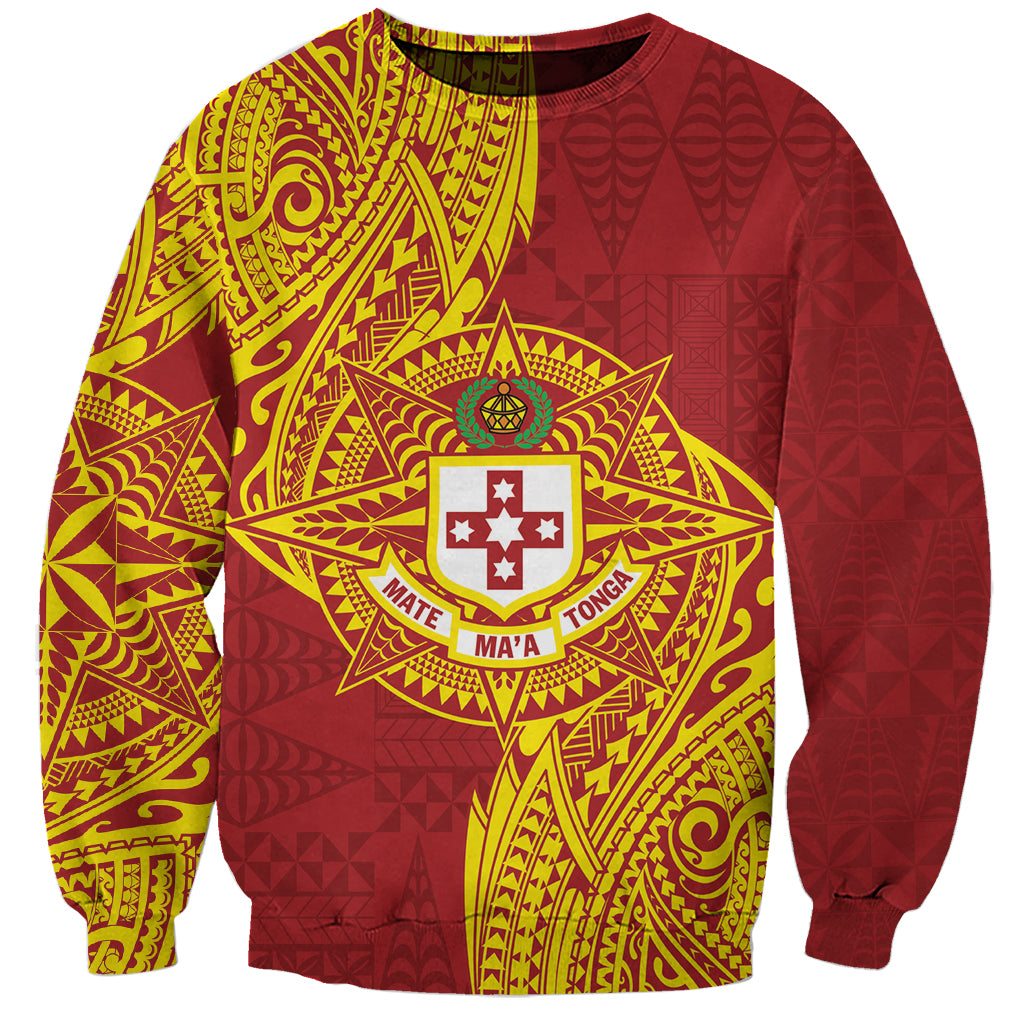 Personalised Kolisi Tonga Atele Sweatshirt Since 1882 Simple Ngatu Pattern LT9 Unisex Gold - Polynesian Pride