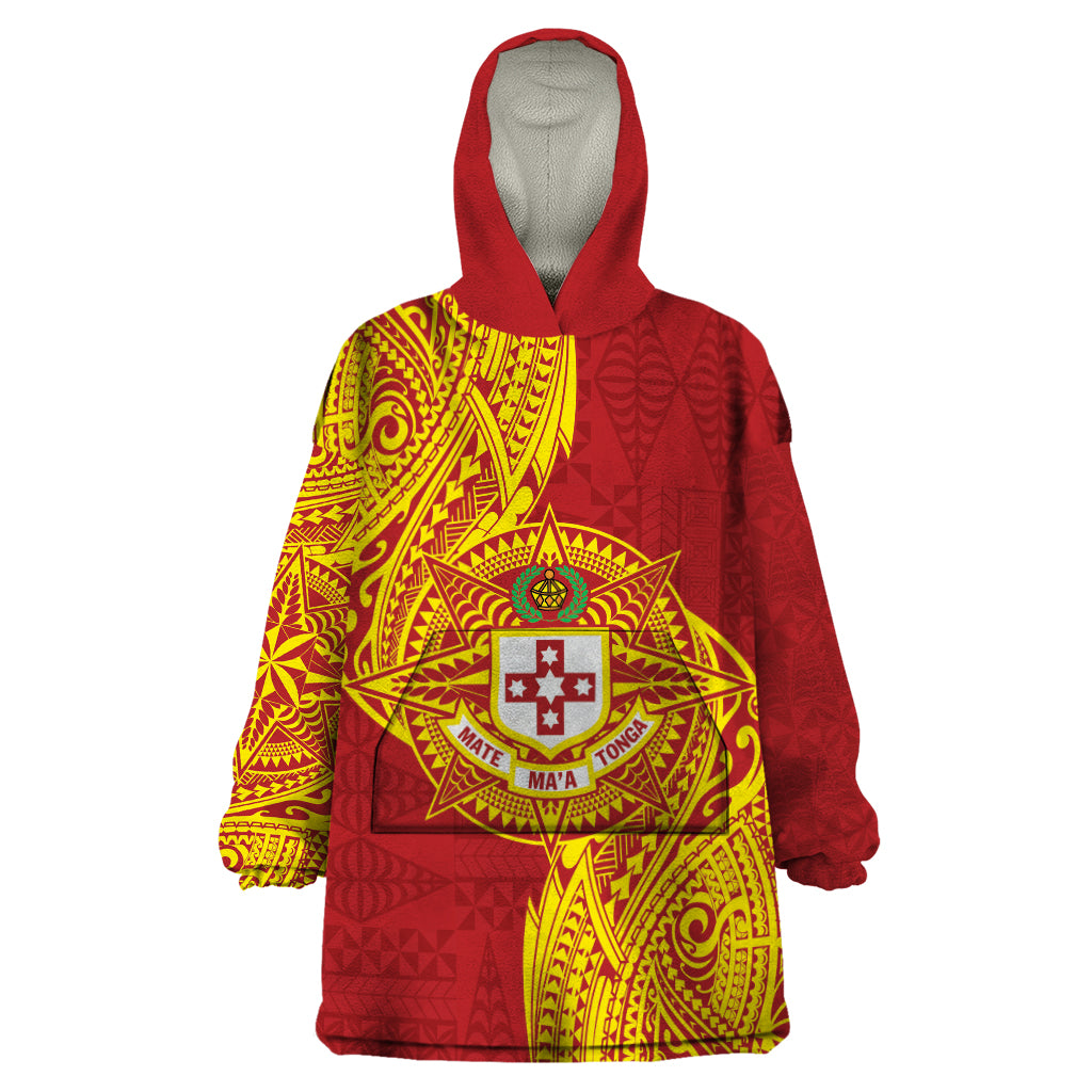 Personalised Kolisi Tonga Atele Wearable Blanket Hoodie Since 1882 Simple Ngatu Pattern
