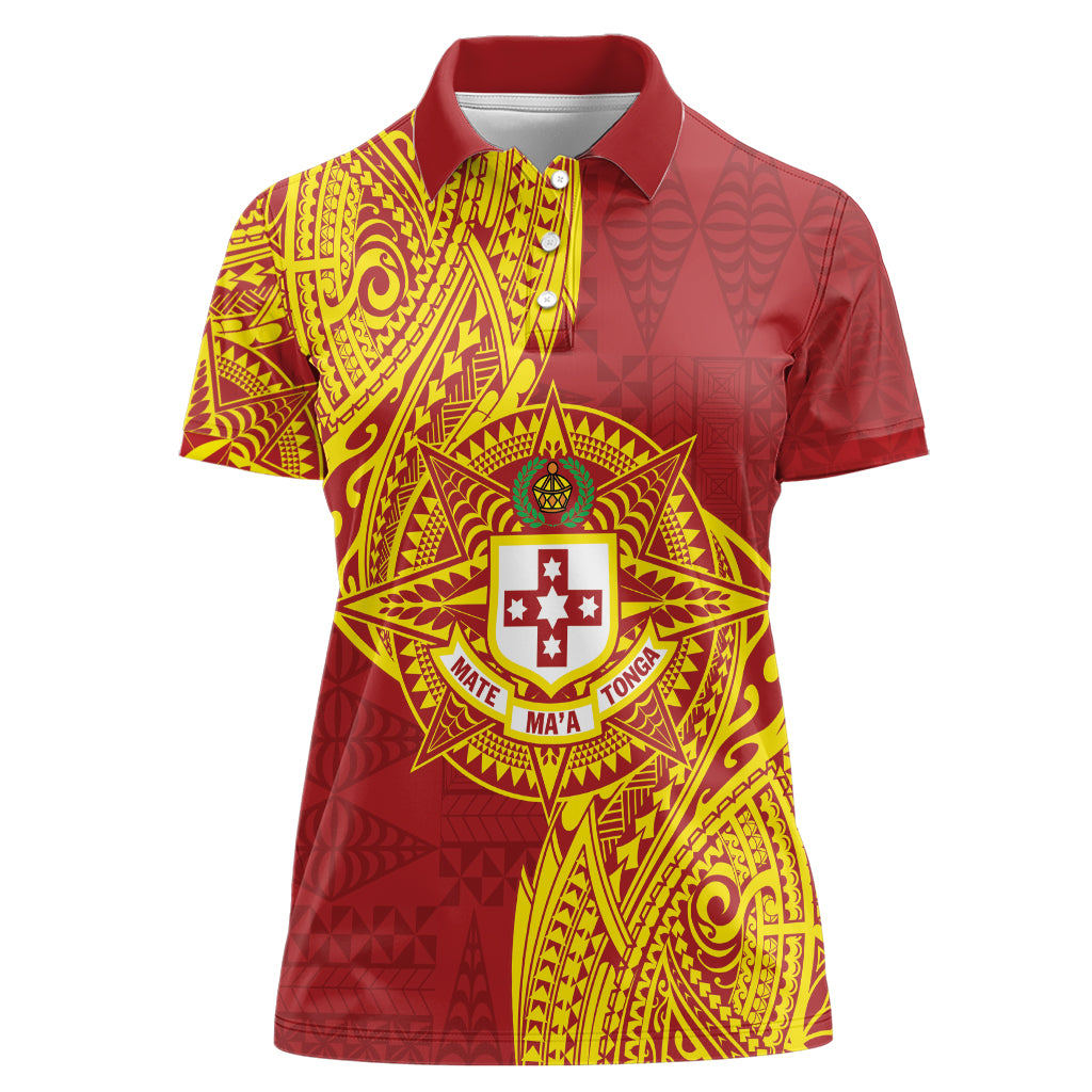 Personalised Kolisi Tonga Atele Women Polo Shirt Since 1882 Simple Ngatu Pattern LT9 Female Gold - Polynesian Pride