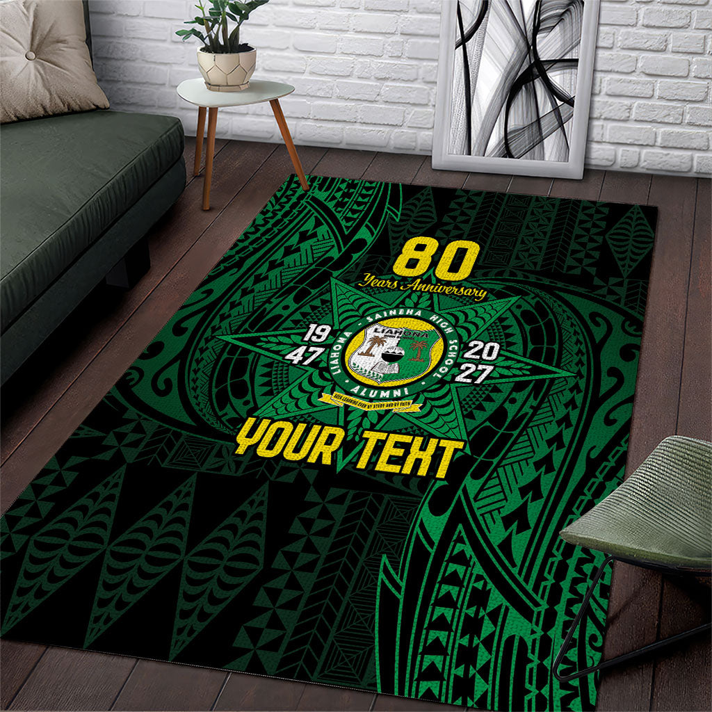 Personalised Tonga Liahona High School 76th Anniversary Area Rug Special Kupesi Pattern LT9 Green - Polynesian Pride