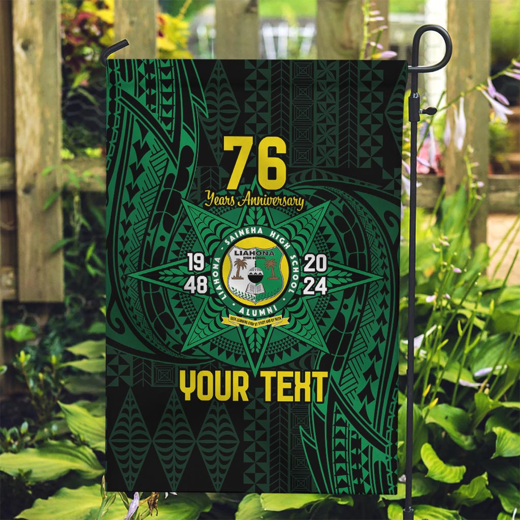 Personalised Tonga Liahona High School 76th Anniversary Garden Flag Special Kupesi Pattern