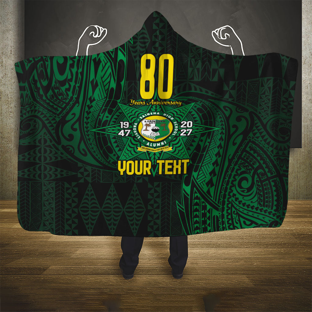 Personalised Tonga Liahona High School 80th Anniversary Hooded Blanket Special Kupesi Pattern LT9 - Polynesian Pride