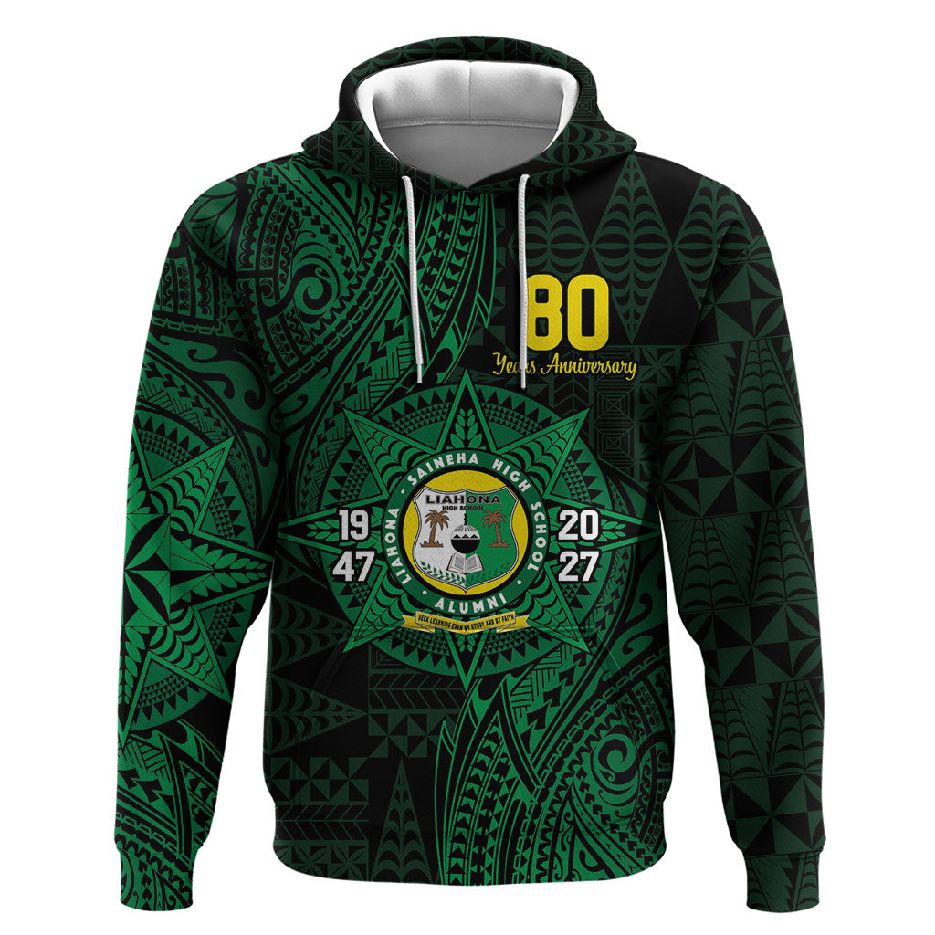 Personalised Tonga Liahona High School 76th Anniversary Hoodie Special Kupesi Pattern LT9 Pullover Hoodie Green - Polynesian Pride