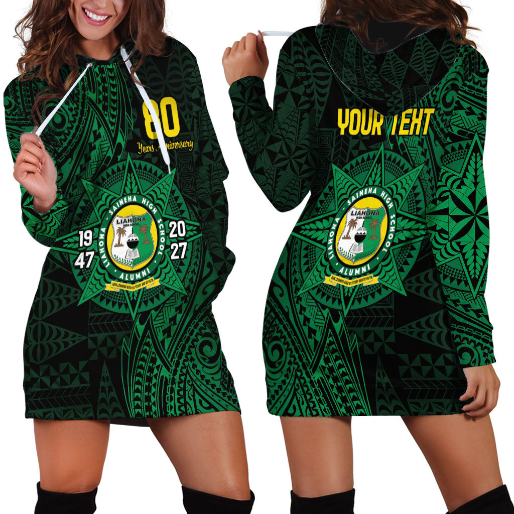 Personalised Tonga Liahona High School 80th Anniversary Hoodie Dress Special Kupesi Pattern LT9 - Polynesian Pride