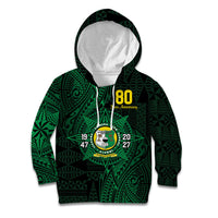Personalised Tonga Liahona High School 80th Anniversary Kid Hoodie Special Kupesi Pattern LT9 Hoodie Green - Polynesian Pride