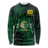 Personalised Tonga Liahona High School 80th Anniversary Long Sleeve Shirt Special Kupesi Pattern LT9 Unisex Green - Polynesian Pride