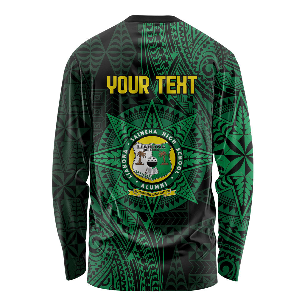 Personalised Tonga Liahona High School 80th Anniversary Long Sleeve Shirt Special Kupesi Pattern LT9 - Polynesian Pride