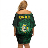 Personalised Tonga Liahona High School 80th Anniversary Off Shoulder Short Dress Special Kupesi Pattern LT9 - Polynesian Pride