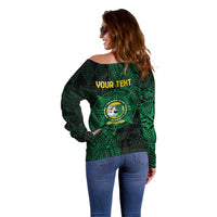 Personalised Tonga Liahona High School 80th Anniversary Off Shoulder Sweater Special Kupesi Pattern LT9 - Polynesian Pride