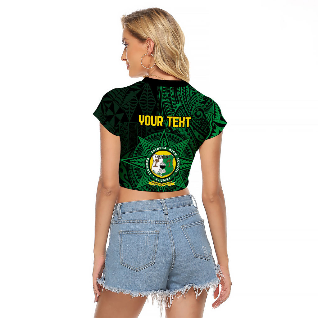 Personalised Tonga Liahona High School 80th Anniversary Raglan Cropped T Shirt Special Kupesi Pattern LT9 - Polynesian Pride