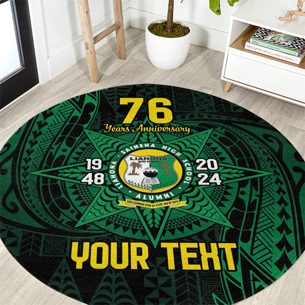 Personalised Tonga Liahona High School 76th Anniversary Round Carpet Special Kupesi Pattern