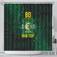 Personalised Tonga Liahona High School 80th Anniversary Shower Curtain Special Kupesi Pattern LT9 - Polynesian Pride