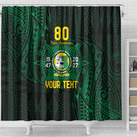 Personalised Tonga Liahona High School 80th Anniversary Shower Curtain Special Kupesi Pattern LT9 - Polynesian Pride