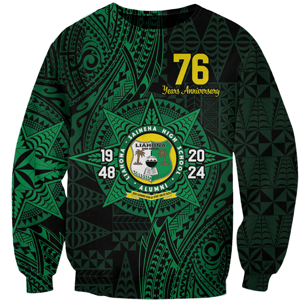 Personalised Tonga Liahona High School 76th Anniversary Sweatshirt Special Kupesi Pattern