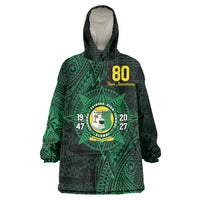 Personalised Tonga Liahona High School 80th Anniversary Wearable Blanket Hoodie Special Kupesi Pattern LT9 One Size Green - Polynesian Pride