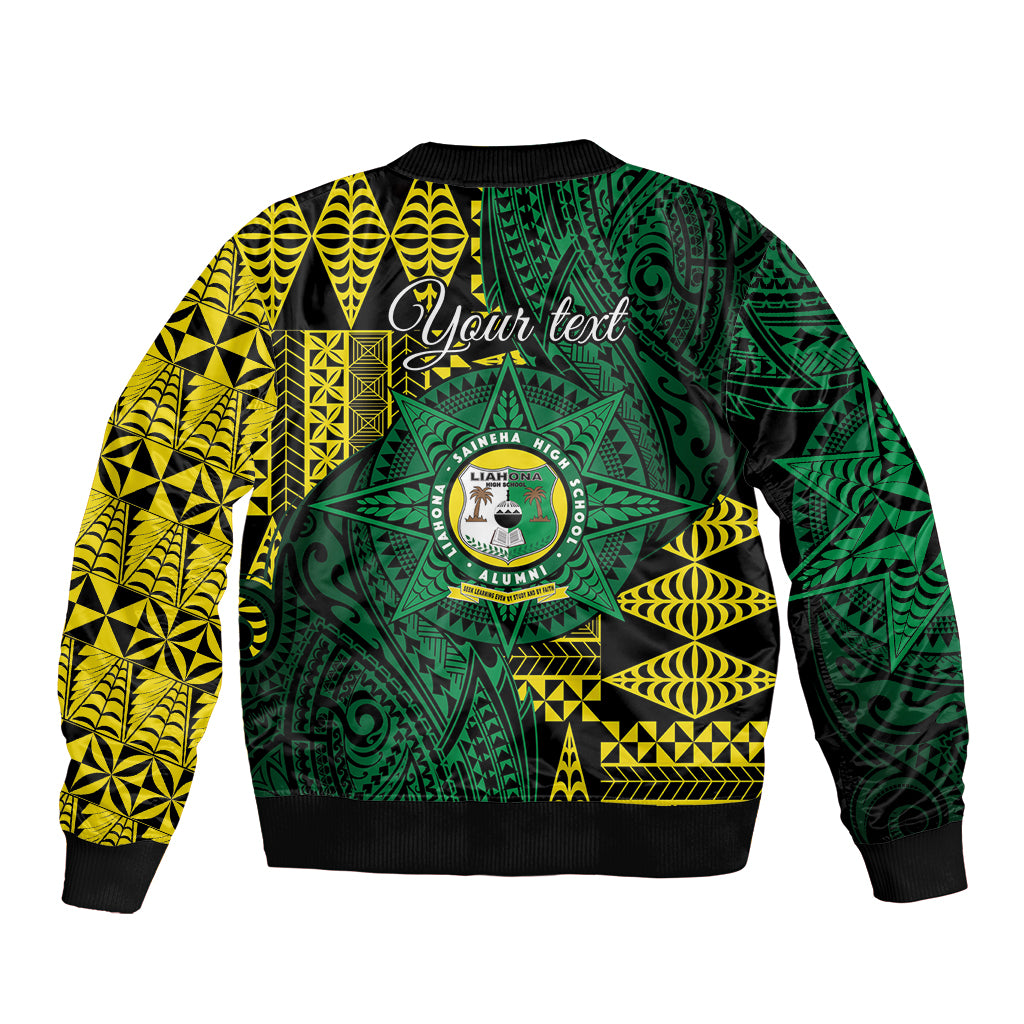 Personalised Tonga Liahona High School Bomber Jacket Since 1948 Special Kupesi Pattern LT9 - Polynesian Pride