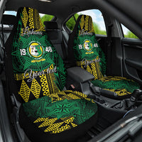 Personalised Tonga Liahona High School Car Seat Cover Since 1948 Special Kupesi Pattern LT9 One Size Green - Polynesian Pride