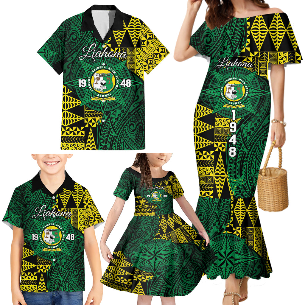 Personalised Tonga Liahona High School Family Matching Mermaid Dress and Hawaiian Shirt Since 1948 Special Kupesi Pattern