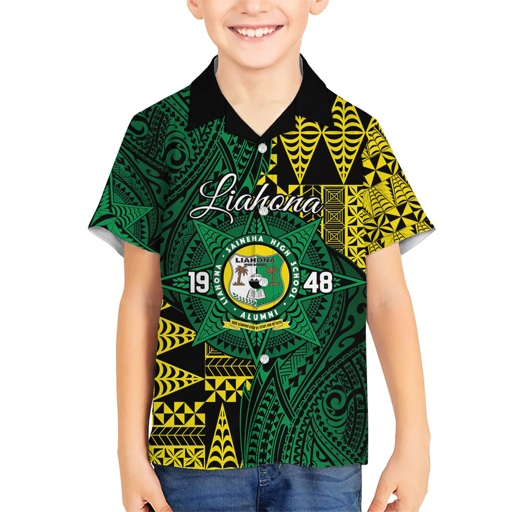 Personalised Tonga Liahona High School Kid Hawaiian Shirt Since 1948 Special Kupesi Pattern LT9 Kid Green - Polynesian Pride