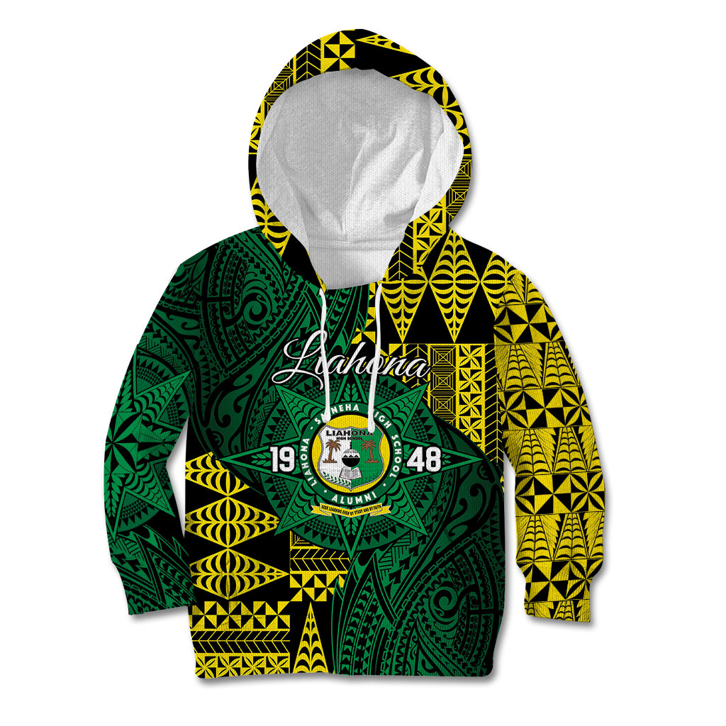 Personalised Tonga Liahona High School Kid Hoodie Since 1948 Special Kupesi Pattern LT9 Hoodie Green - Polynesian Pride