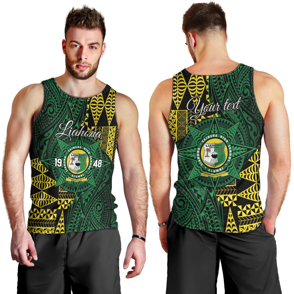 Personalised Tonga Liahona High School Men Tank Top Since 1948 Special Kupesi Pattern LT9 - Polynesian Pride