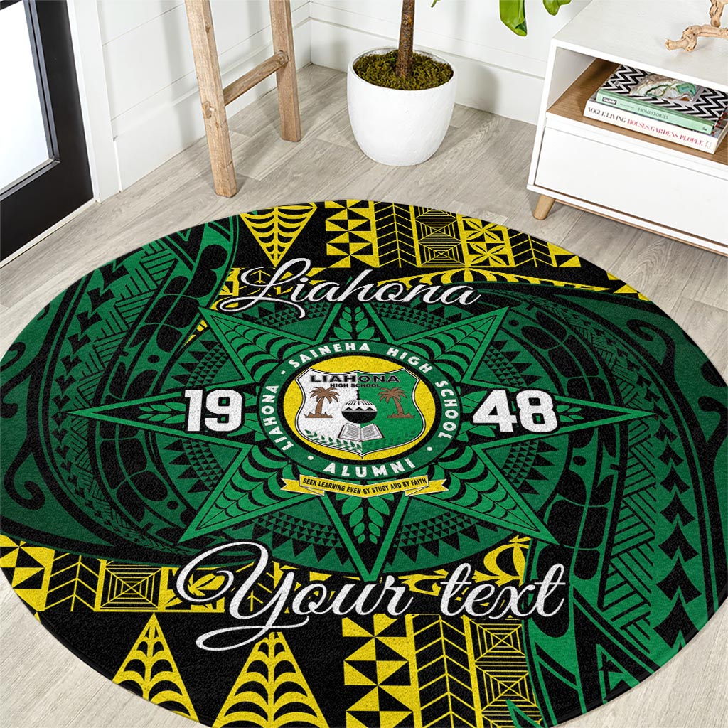 Personalised Tonga Liahona High School Round Carpet Since 1948 Special Kupesi Pattern