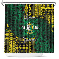 Personalised Tonga Liahona High School Shower Curtain Since 1948 Special Kupesi Pattern LT9 Green - Polynesian Pride