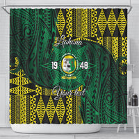 Personalised Tonga Liahona High School Shower Curtain Since 1948 Special Kupesi Pattern LT9 - Polynesian Pride