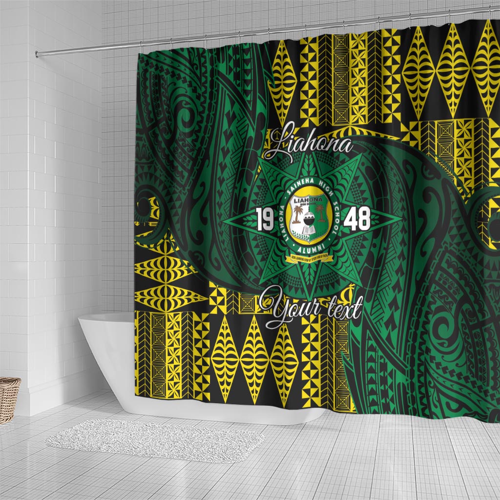 Personalised Tonga Liahona High School Shower Curtain Since 1948 Special Kupesi Pattern LT9 - Polynesian Pride