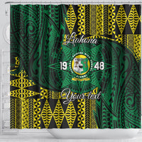 Personalised Tonga Liahona High School Shower Curtain Since 1948 Special Kupesi Pattern LT9 - Polynesian Pride