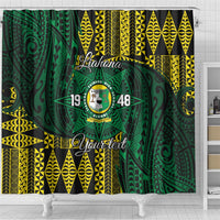 Personalised Tonga Liahona High School Shower Curtain Since 1948 Special Kupesi Pattern LT9 - Polynesian Pride