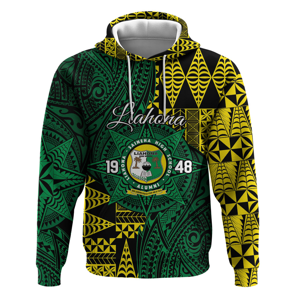 Personalised Tonga Liahona High School Zip Hoodie Since 1948 Special Kupesi Pattern LT9 Pullover Hoodie Green - Polynesian Pride