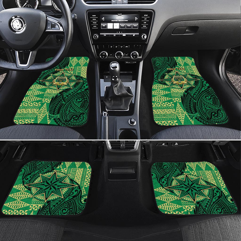 Personalised Tonga Saineha High School Car Mats Since 1978 Special Kupesi Pattern LT9 Set 4pcs Green - Polynesian Pride