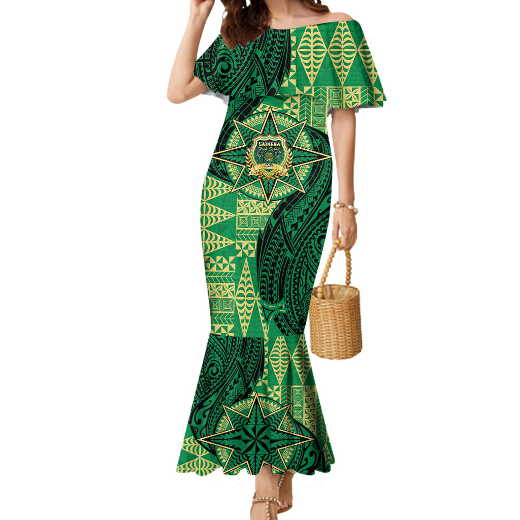 Personalised Tonga Saineha High School Mermaid Dress Since 1978 Special Kupesi Pattern LT9 Women Green - Polynesian Pride