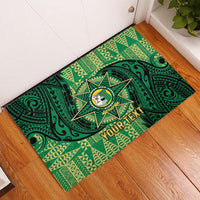 Personalised Tonga Saineha High School Rubber Doormat Since 1978 Special Kupesi Pattern LT9 Green - Polynesian Pride